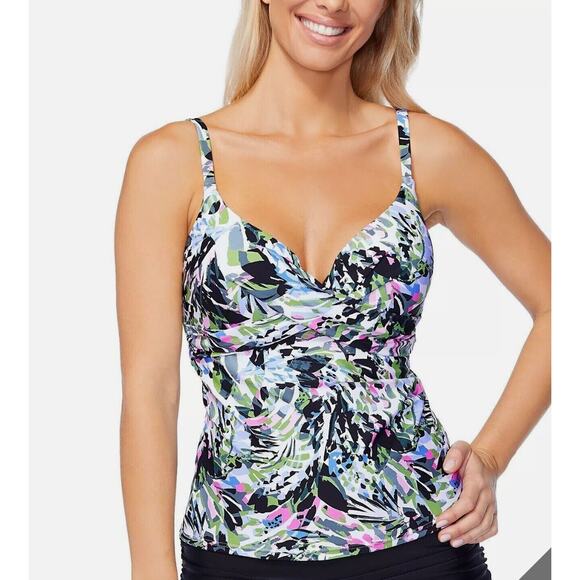 Island Escape WAIKIKI SHORES WHITE Gemini Underwire Tankini Top US 6 Small - Picture 1 of 2